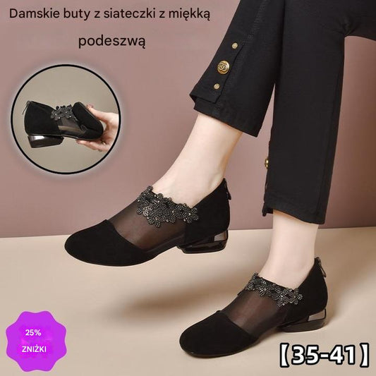 ✨【35-41】🏆2026 nowe damskie buty na koturnie z wydrążoną siateczką i miękkim spodem