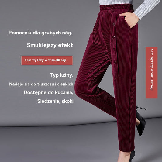 💕【XL-5XL】Aksamitne spodnie damskie zapinane na guziki