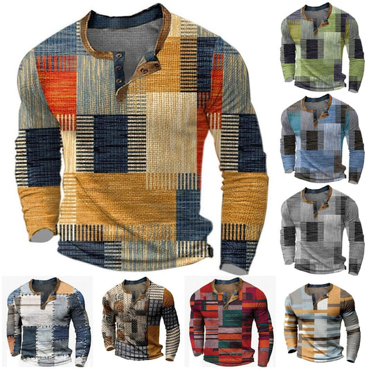 😍30% zniżki! 【S-4XL】Męska koszulka polo z długim rękawem i nadrukiem Koszulka polo z długim rękawem