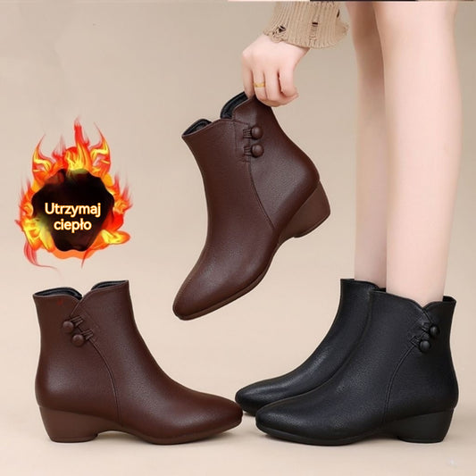 👢❄️【35-40】Cizme la modă pentru femei din piele de miel, pantofi din piele naturală cu căptușeală de catifea