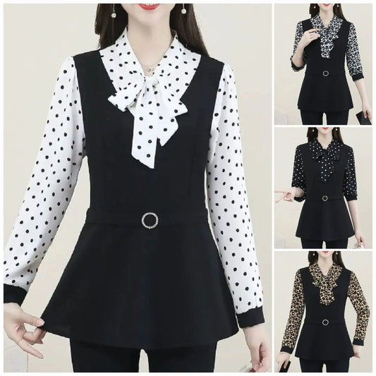 😍30% zniżki!【M-5XL】 Sznurowana koszula z długim rękawem, która zakrywa duży brzuch, redukując wiek