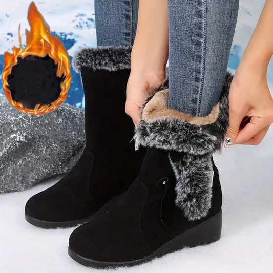 【35-42】Damskie buty śnieżne na koturnie z wełnianą wyściółką,Antypoślizgowe i ciepłe, idealne na deszczową i śnieżną pogodę.