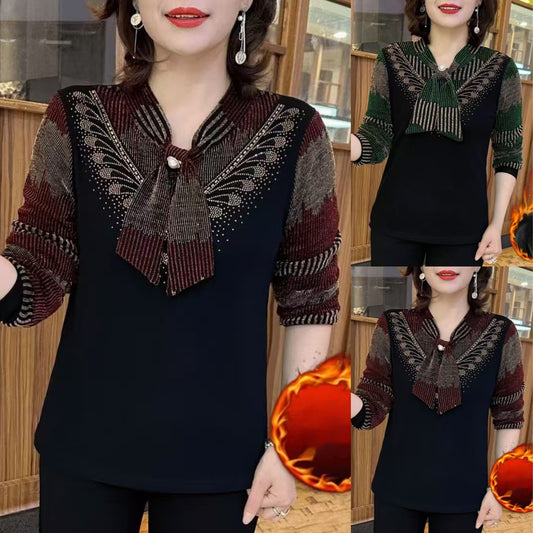 🎀🧶【XL-7XL】🍁Nowość na rok 2026: Ciepły sweter z kokardą przy dekolcie.