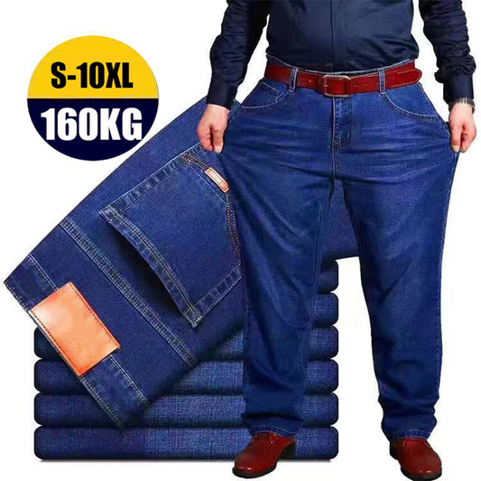 👖😎【S-10XL】😍 Męskie jeansy ze stretchem w dużych rozmiarach, spodnie casualowe z szerokimi nogawkami, można nosić do 160 kg lub więcej