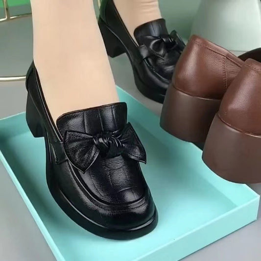 【35-40】Nowe, skórzane buty na niskim obcasie i miękkiej podeszwie, stylowy brytyjski styl