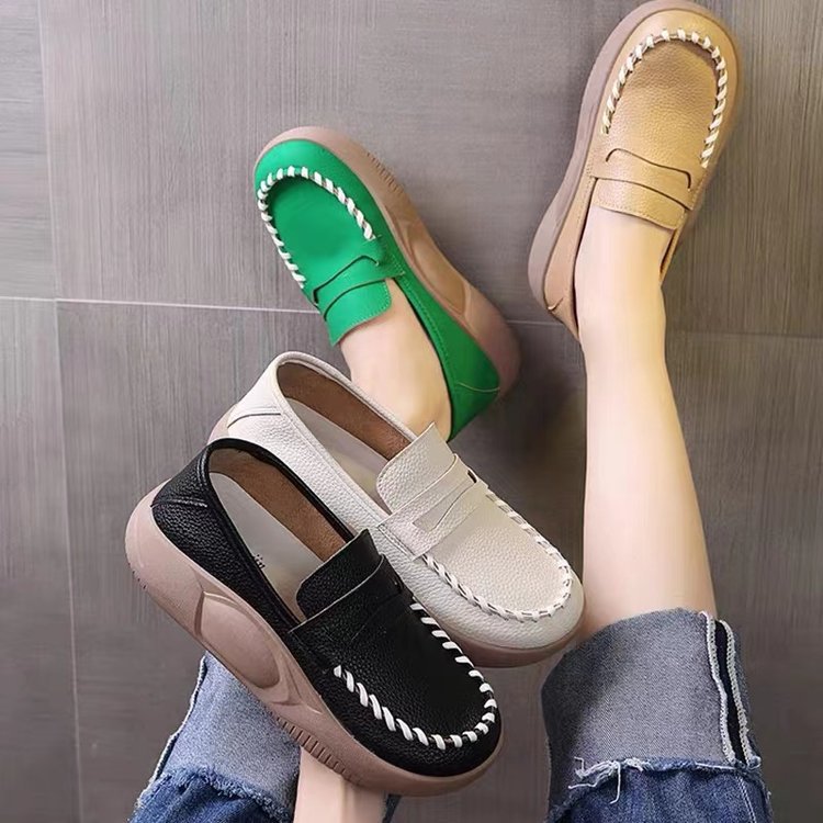 🥿🌸【35-40】Nowe buty na platformie 2026 z miękką skórzaną i gumową podeszwą zapewniającą wygodę chodzenia.