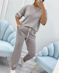 ⏳ 【S-5XL】Oferta ograniczona czasowo! ⏰Damski zestaw casualowy z jednolitym topem i spodniami