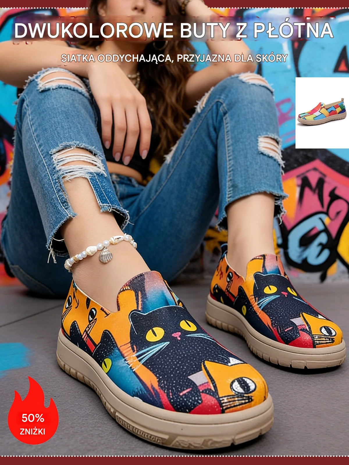【36-41】Damskie buty płócienne bez sznurówek, dostępne w różnych kolorach, z ekologicznym nadrukiem i farbowaniem, stylowe i niepowtarzalne.