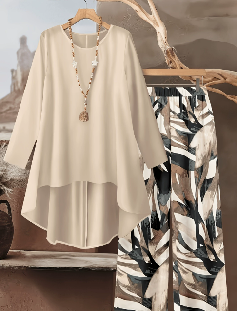 ⏳Oferta ograniczona czasowo⏰【50-120 kg】👚Top + spodnie — luźny damski komplet z nadrukiem, wygodny i swobodny
