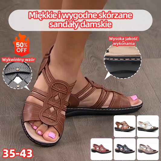 【🏆 Najlepiej sprzedający się przedmiot】🥰【Rozmiary 35-43】Nowe letnie sandały plażowe damskie w stylu europejskim – płaskie, z odkrytymi palcami