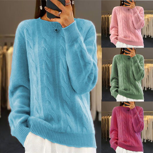 🔥✨【S-XL】2026 jesienno-zimowy nowy sweter z okrągłym dekoltem, jednokolorowy sweter w stylu retro, sweter z dzianiny