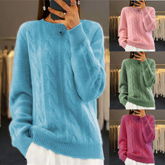 🔥✨【S-XL】2026 jesienno-zimowy nowy sweter z okrągłym dekoltem, jednokolorowy sweter w stylu retro, sweter z dzianiny