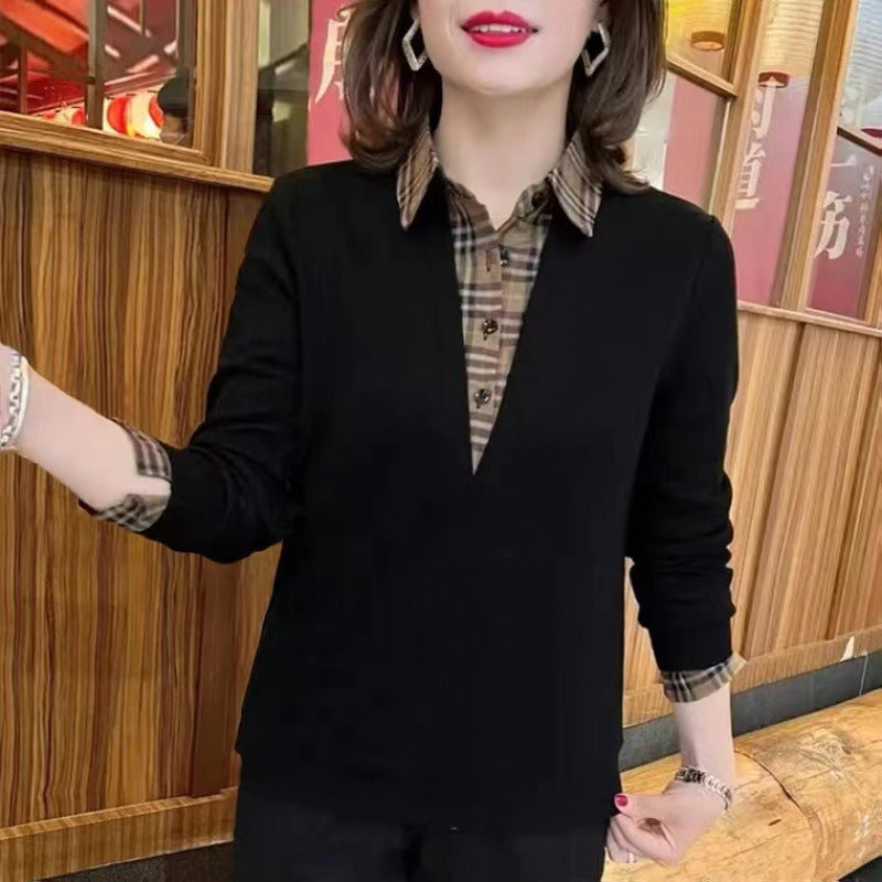 😍30% zniżki! 【M-5XL】2026 Nowa jesienna modna fałszywa dwuczęściowa koszula w kratę