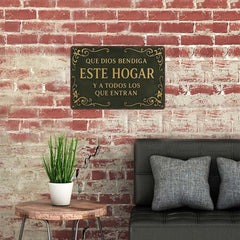Aluminiowa zawieszka ścienna w stylu vintage „Niech Bóg błogosławi temu domowi” – dekoracja domu, odpowiednia do pokoju modlitewnego lub sypialni, 30 x 20 cm