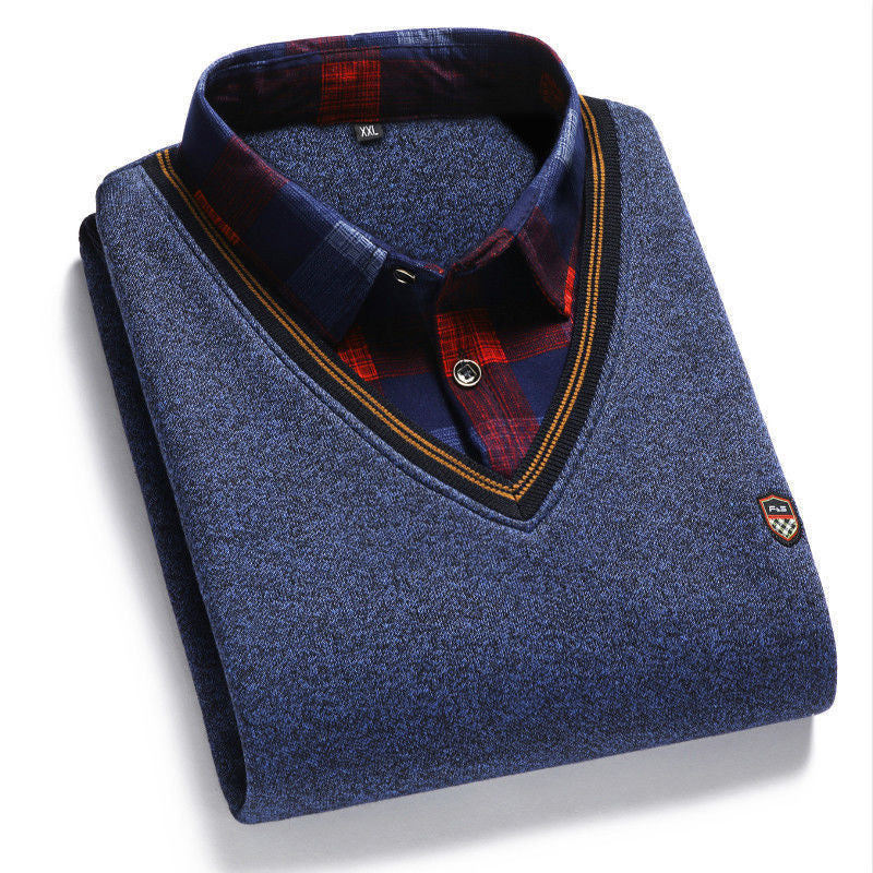 🔥😍30% zniżki!👔 [M-4XL] Męska koszula z dzianiny i aksamitu, aby zagęścić, utrzymując ciepło