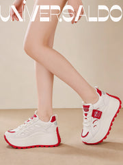 【35-40】Buty sportowe w łączonych kolorach, z grubą podeszwą i wbudowaną wysokością