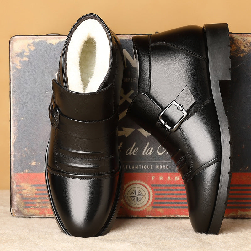 【30% OFF】【39-44】Męskie buty skórzane na zimę z grubą i ciepłą podeszwą