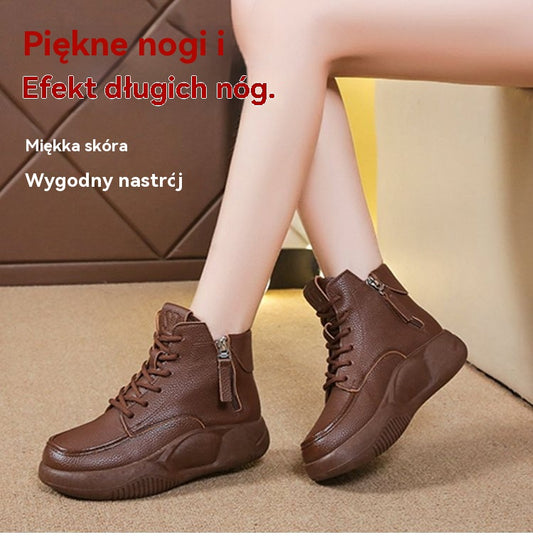 【😍30% zniżki!】Nowe skórzane buty sportowe na co dzień, buty Martin z grubą podeszwą, wygodne i nie powodujące zmęczenia stóp.