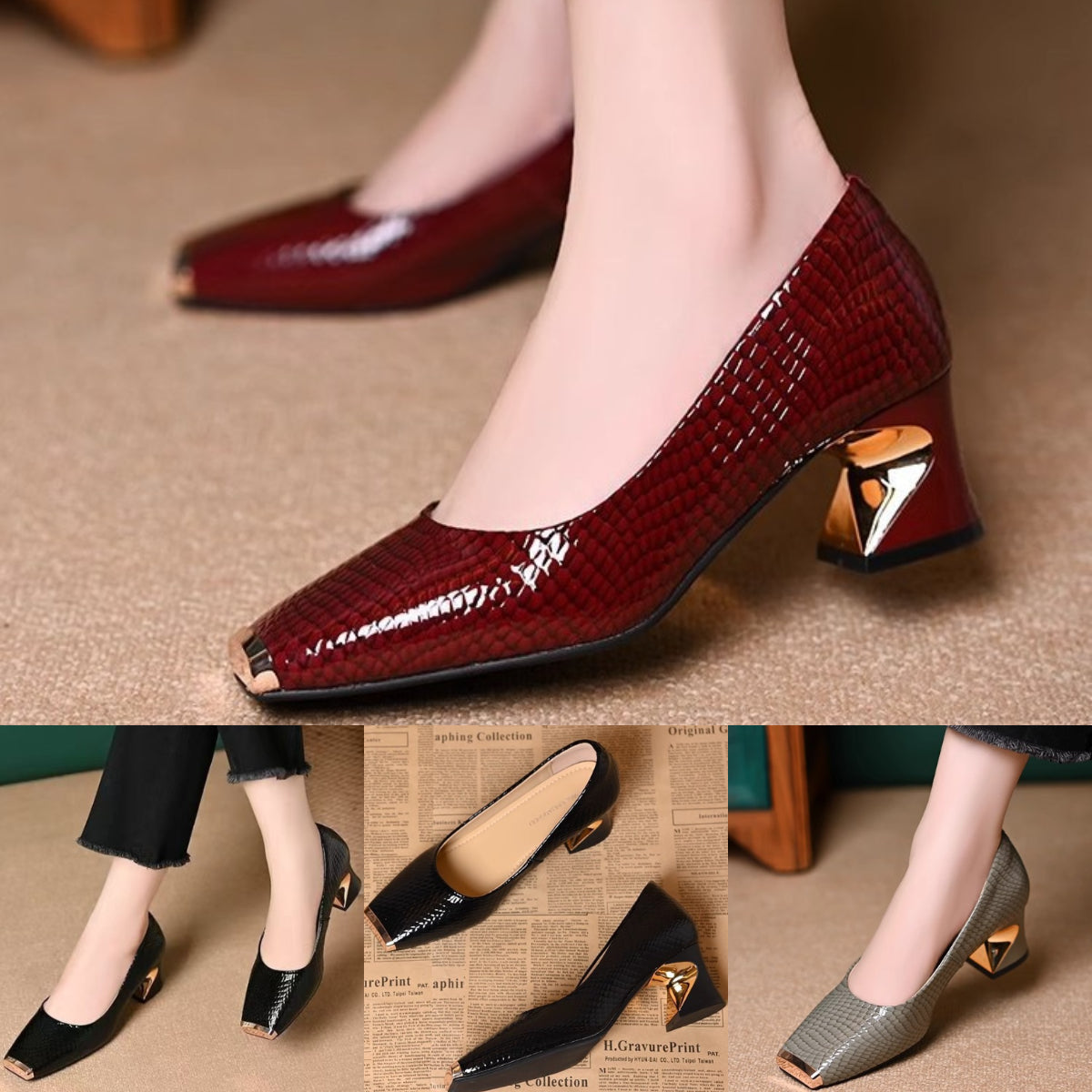 😍30% zniżki!【35-42】Nowe francuskie buty z grubymi obcasami i fakturą, płytkie otwarcie