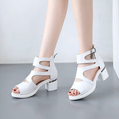 Buty letnie damskie【35-41】Nowe sandały letnie gruby obcas ażurowe usta ryby