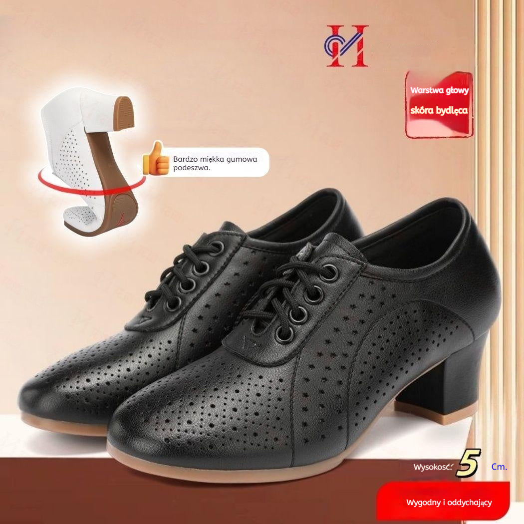 🔥【Rozmiary 35–40】🔥【Wysokość obcasa: 5 cm】👡 Damskie buty z prawdziwej skóry, oddychające i perforowane