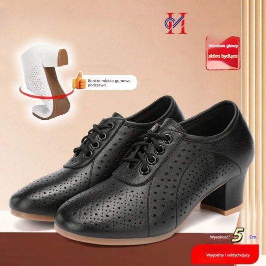 🔥【Rozmiary 35–40】🔥【Wysokość obcasa: 5 cm】👡 Damskie buty z prawdziwej skóry, oddychające i perforowane