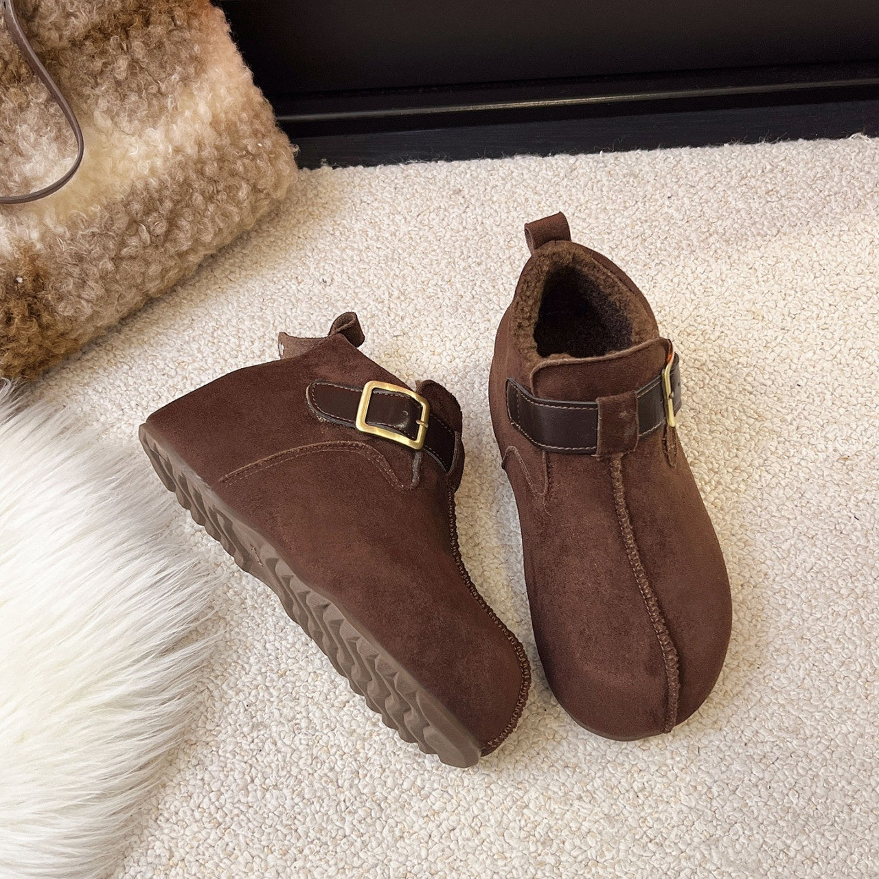 🍂👢🦶【35-40】--1 para butów 119 zł.，2026 Nowe modne i uniwersalne, codzienne buty śnieżne z podszewką z polaru, retro Birkenstocki z grubą podeszwą