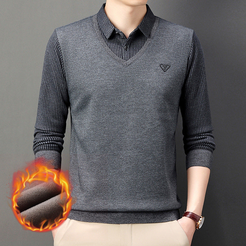 🔥【M-4XL】Męska koszulka polo na jesień i zimę z kołnierzykiem, długim rękawem, dwuczęściowa, męska koszulka polo w średnim i starszym wieku