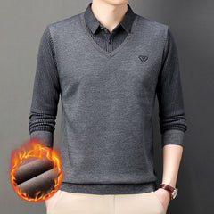 🔥【M-4XL】Męska koszulka polo na jesień i zimę z kołnierzykiem, długim rękawem, dwuczęściowa, męska koszulka polo w średnim i starszym wieku