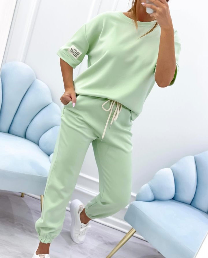 ⏳ 【S-5XL】Oferta ograniczona czasowo! ⏰Damski zestaw casualowy z jednolitym topem i spodniami