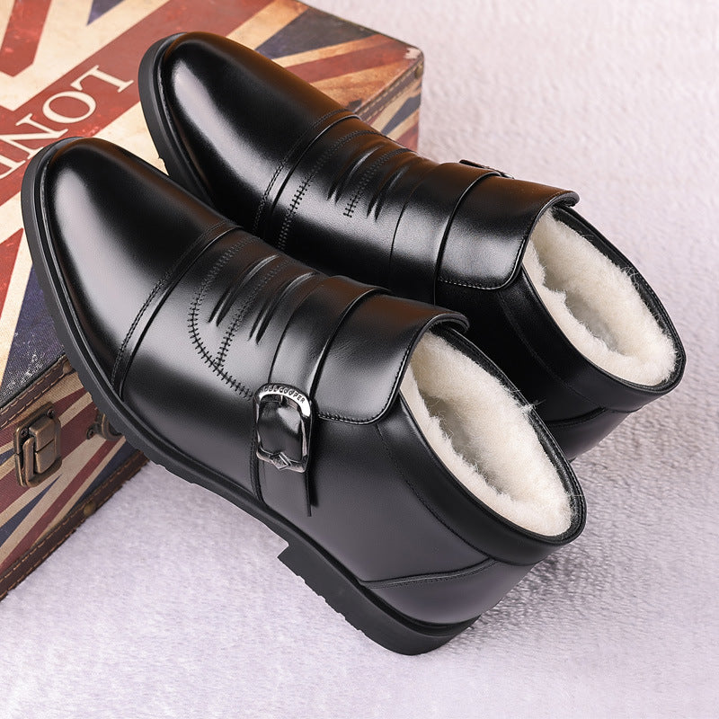 【30% OFF】【39-44】Męskie buty skórzane na zimę z grubą i ciepłą podeszwą