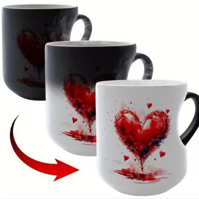 📢📢50% zniżki!!! ⏰ Ceramiczny kubek na Walentynki z uchwytem w kształcie serca, który zmienia kolor💝✨