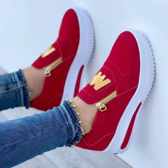 Wygodne buty damskie✨【35-43】Damskie płaskie buty zapinane na suwak z nadrukiem liter