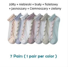 😍Oferta specjalna: 30% zniżki! 💐【Opakowanie 7 par】🧦Letnie oddychające skarpetki w kwiaty Materiał: bawełna
