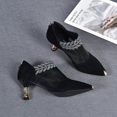 ✨【Rozmiary 35-40】🏆2026 Nowe buty na obcasie z siateczki z kryształkami i szpiczastym noskiem dla kobiet, eleganckie i stylowe，Obcas 5,5 cm