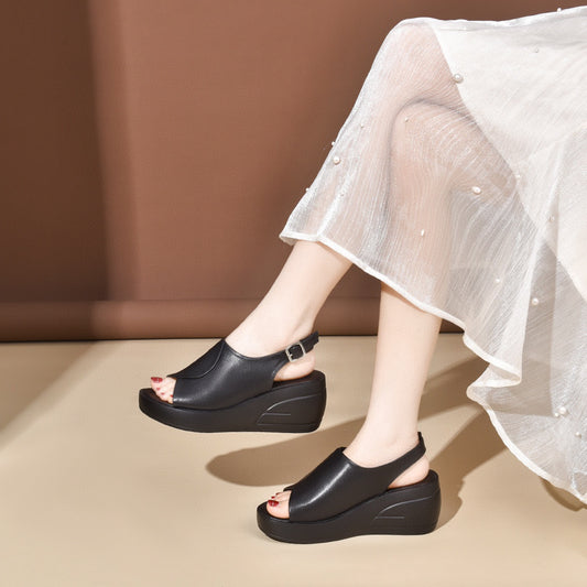 🔥👡【35-40】2026 Modne damskie sandały z prawdziwej skóry z miękką i grubą podeszwą