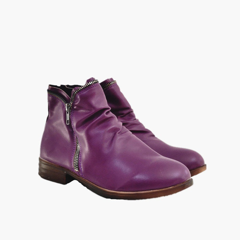 【30%OFF】【35-44】Nowy styl Okrągłe palce Kwadratowy obcas Podwójny zamek błyskawiczny dla kobiet