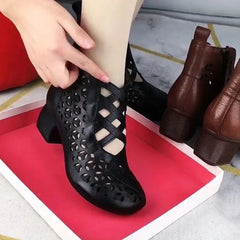 💕【35-41】Damskie, nagie, skórzane, codzienne buty na wysokim obcasie