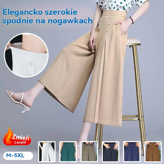 Spodnie damskie🔥💖【M-5XL】Modna damska spódnica z szerokimi nogawkami i wysokim stanem