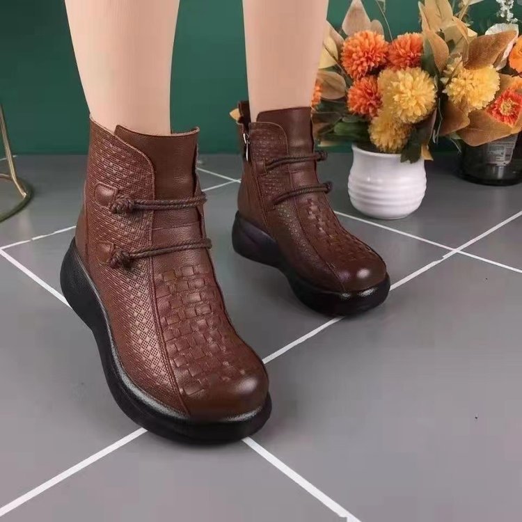 💥💥😍30% zniżki!【35-40】Te stylowe i ciepłe damskie skórzane buty idealnie sprawdzą się zimą. Wykonane są z wysokiej jakości skóry i zapinane na boczny zamek błyskawiczny.