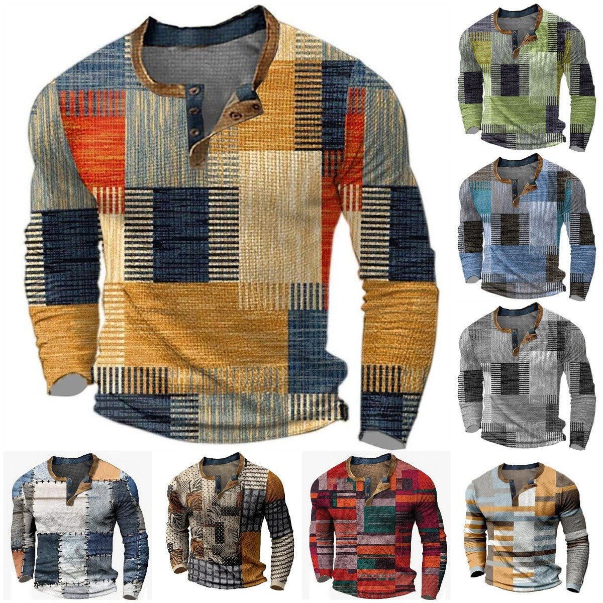 😍30% zniżki! 【S-4XL】Męska koszulka polo z długim rękawem i nadrukiem Koszulka polo z długim rękawem