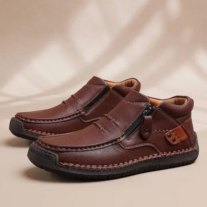 ✨🥾 【Wysokiej jakości buty męskie】Męskie robocze buty rowerowe, skóra premium, ręcznie robione, z podparciem stopy-4203813