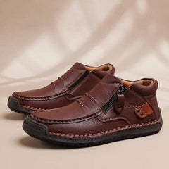 ✨🥾 【Wysokiej jakości buty męskie】Męskie robocze buty rowerowe, skóra premium, ręcznie robione, z podparciem stopy-4203813