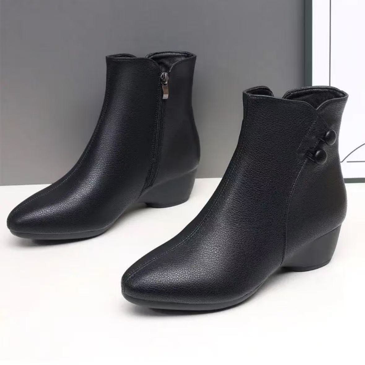 👢❄️【35-40】Cizme la modă pentru femei din piele de miel, pantofi din piele naturală cu căptușeală de catifea