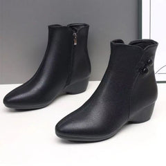 👢❄️【35-40】Cizme la modă pentru femei din piele de miel, pantofi din piele naturală cu căptușeală de catifea