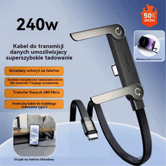 🔥Kup 1, a drugi dostaniesz gratis!🔥⚡Kabel do szybkiego ładowania 2 w 1 z regulowanym uchwytem na telefon🔋