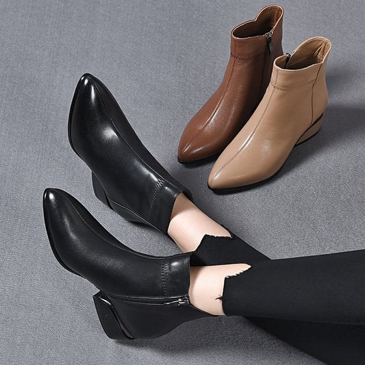 🔥 30% zniżki – Nowe botki na średnim obcasie z bocznym zamkiem błyskawicznym