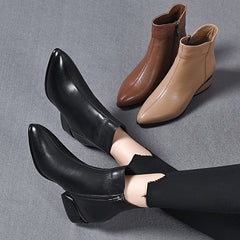 🔥 30% zniżki – Nowe botki na średnim obcasie z bocznym zamkiem błyskawicznym