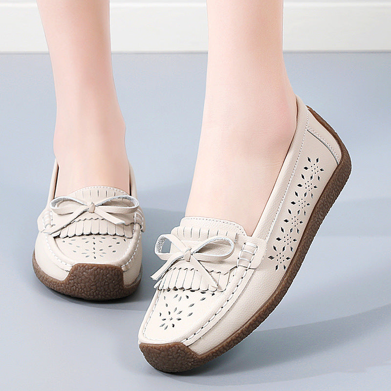 👡Nowy model 2026🌼【rozmiary 35–44】Letnie damskie buty skórzane z ażurowym wzorem i frędzlami, przewiewne i wygodne