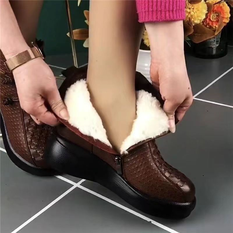 💥💥😍30% zniżki!【35-40】Te stylowe i ciepłe damskie skórzane buty idealnie sprawdzą się zimą. Wykonane są z wysokiej jakości skóry i zapinane na boczny zamek błyskawiczny.